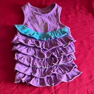 Purple and Teal Ruffled Dog Dress with Crown Design